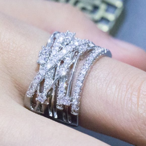 🔥 Multi Layer Exquisite Shiny Zircon Stackable Rings for Women, EVGG1310 - Picture 1 of 4